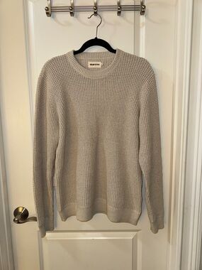 Taylor Stitch Oatmeal Beige Waffle-Knit Crewneck Sweater- mens size 40 (M)